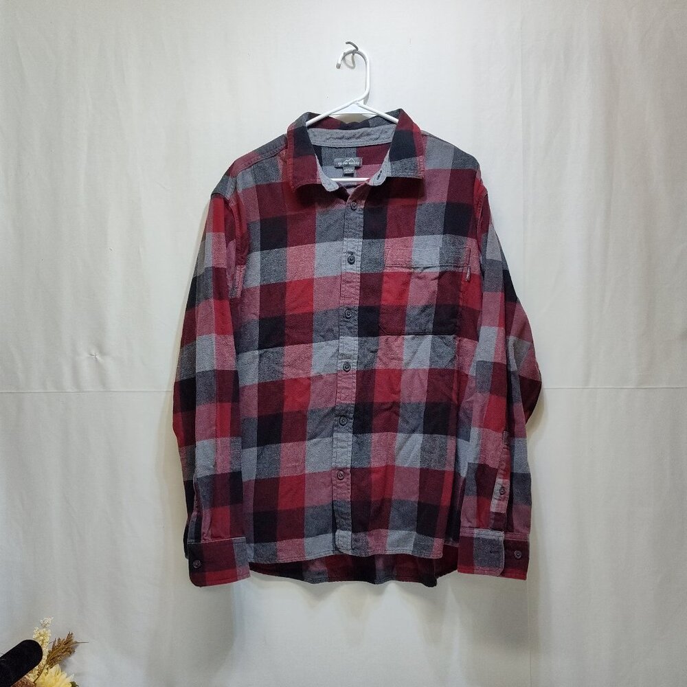 Eddie Bauer Mens XXL Classic Fit Button-Down Flannel Shirt Plaid 100% Cotton VGC